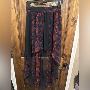 Urban outfitters high low black pattern skirt